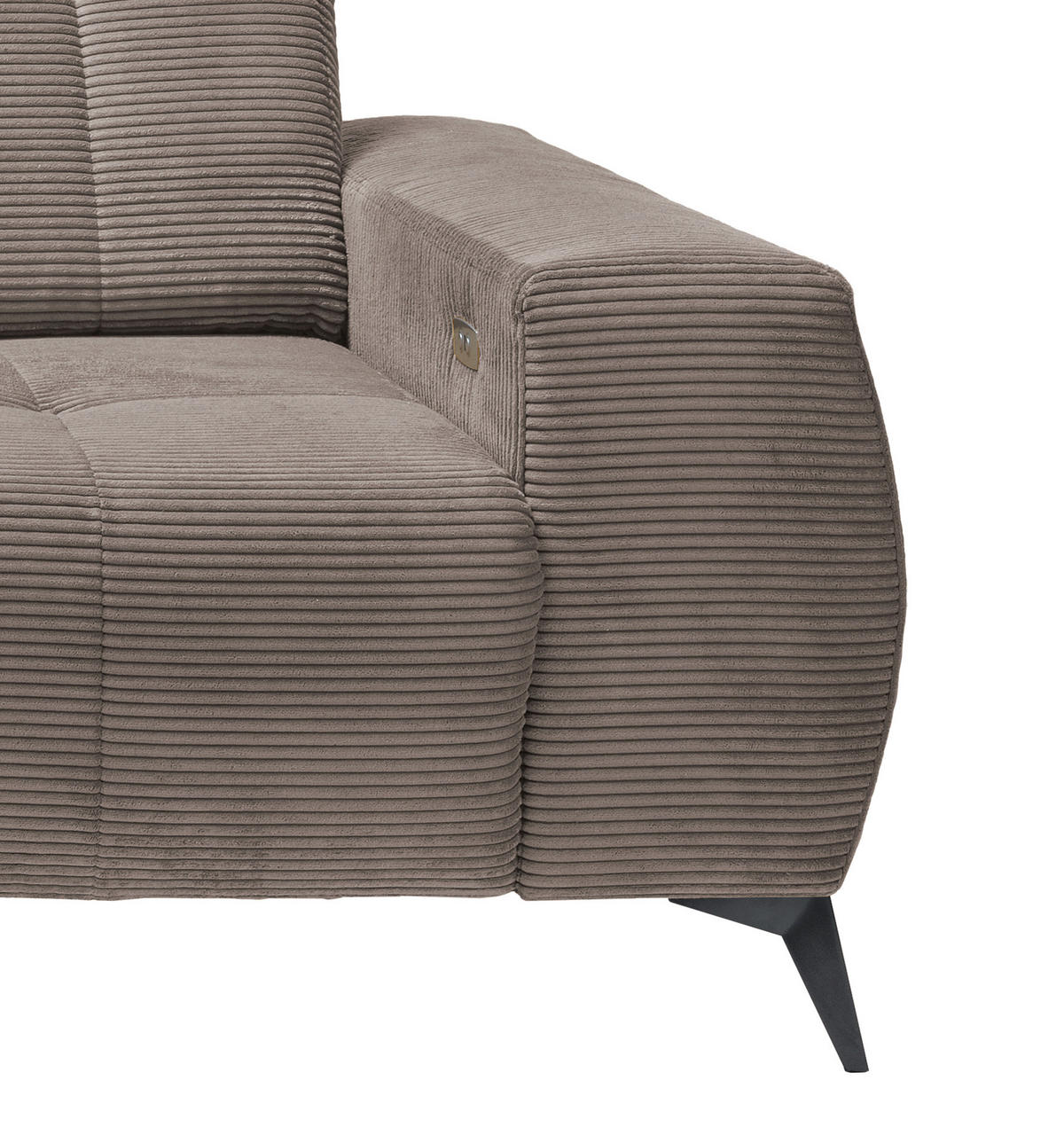 ECKSOFA Graubraun Cord  - Graubraun/Schwarz, MODERN, Textil/Metall (180/258cm) - Livetastic