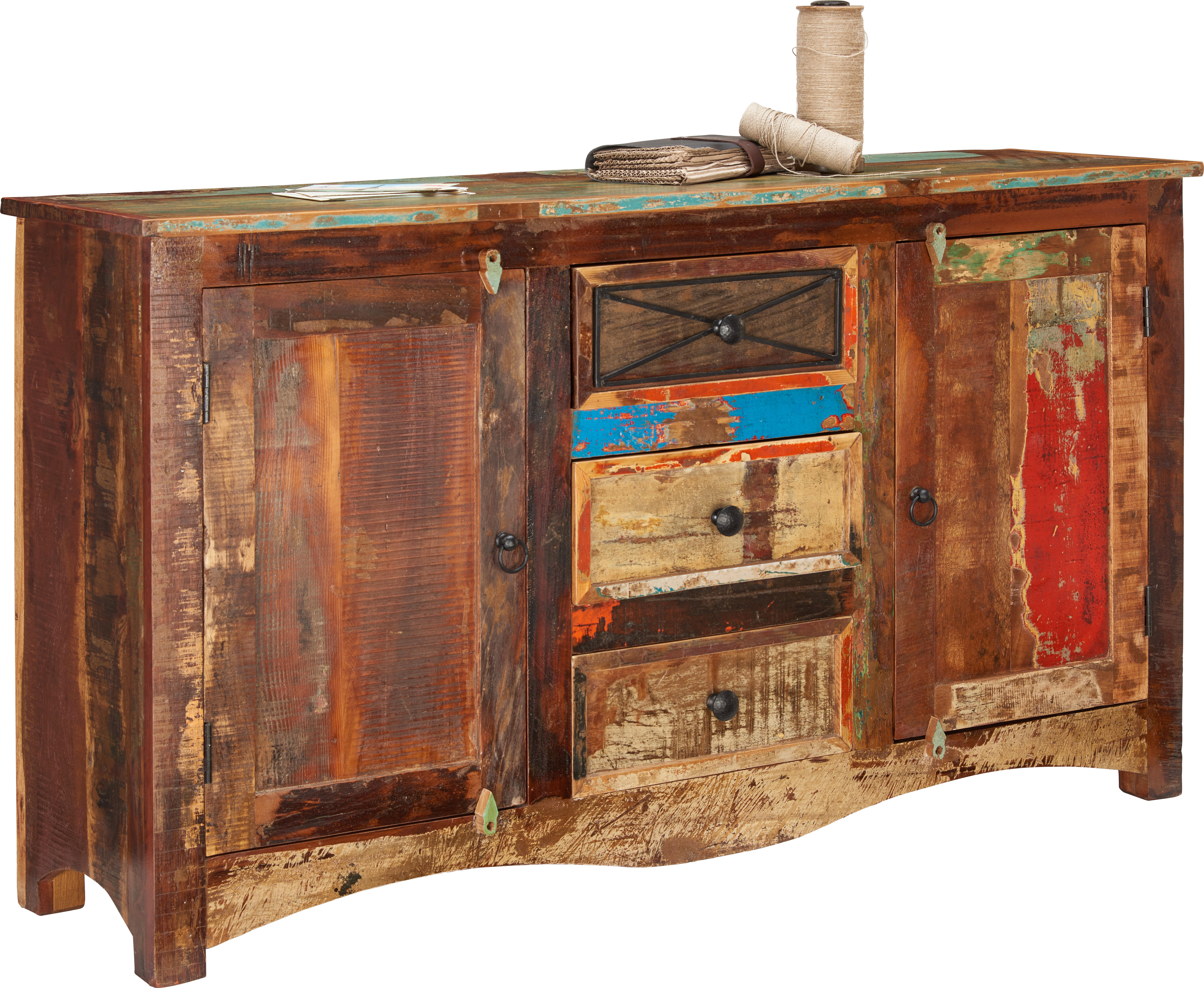 KOMODA, recyklované dřevo, vícebarevná, 150/85/40 cm - vícebarevná/hnědá, Lifestyle, kov/dřevo (150/85/40cm) - Ambia Home