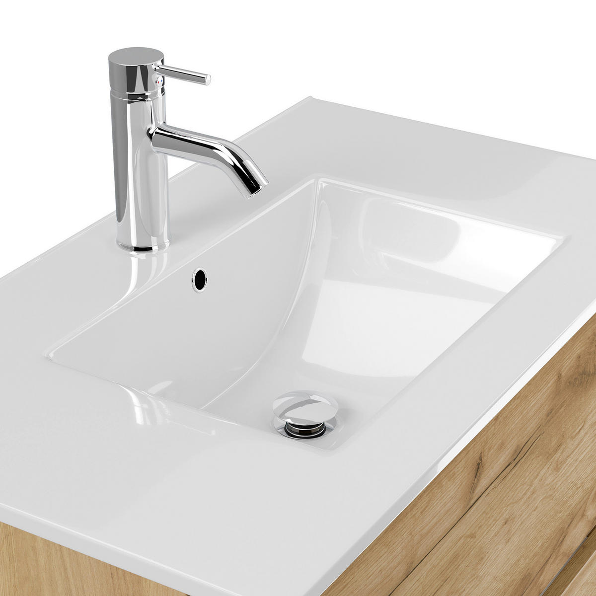 BADEZIMMER 2-teilig  in 80 cm  - Eichefarben/Weiß, Basics, Keramik/Holzwerkstoff (80cm) - MID.YOU