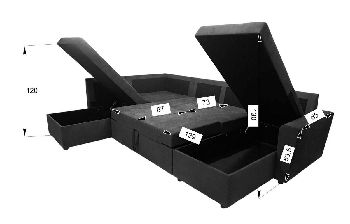 WOHNLANDSCHAFT TERMOLI Anthrazit Jacquard  - Anthrazit/Schwarz, Design, Kunststoff/Textil (212/297/155cm) - MID.YOU