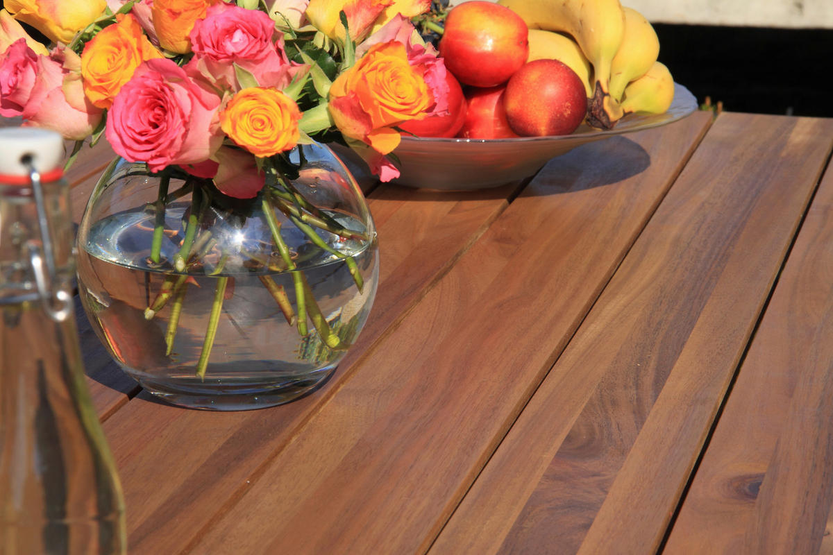 GARTENGARNITUR   - Akaziefarben/Teakfarben, Basics, Holz/Kunststoff (180/90/76cm) - Gardenson
