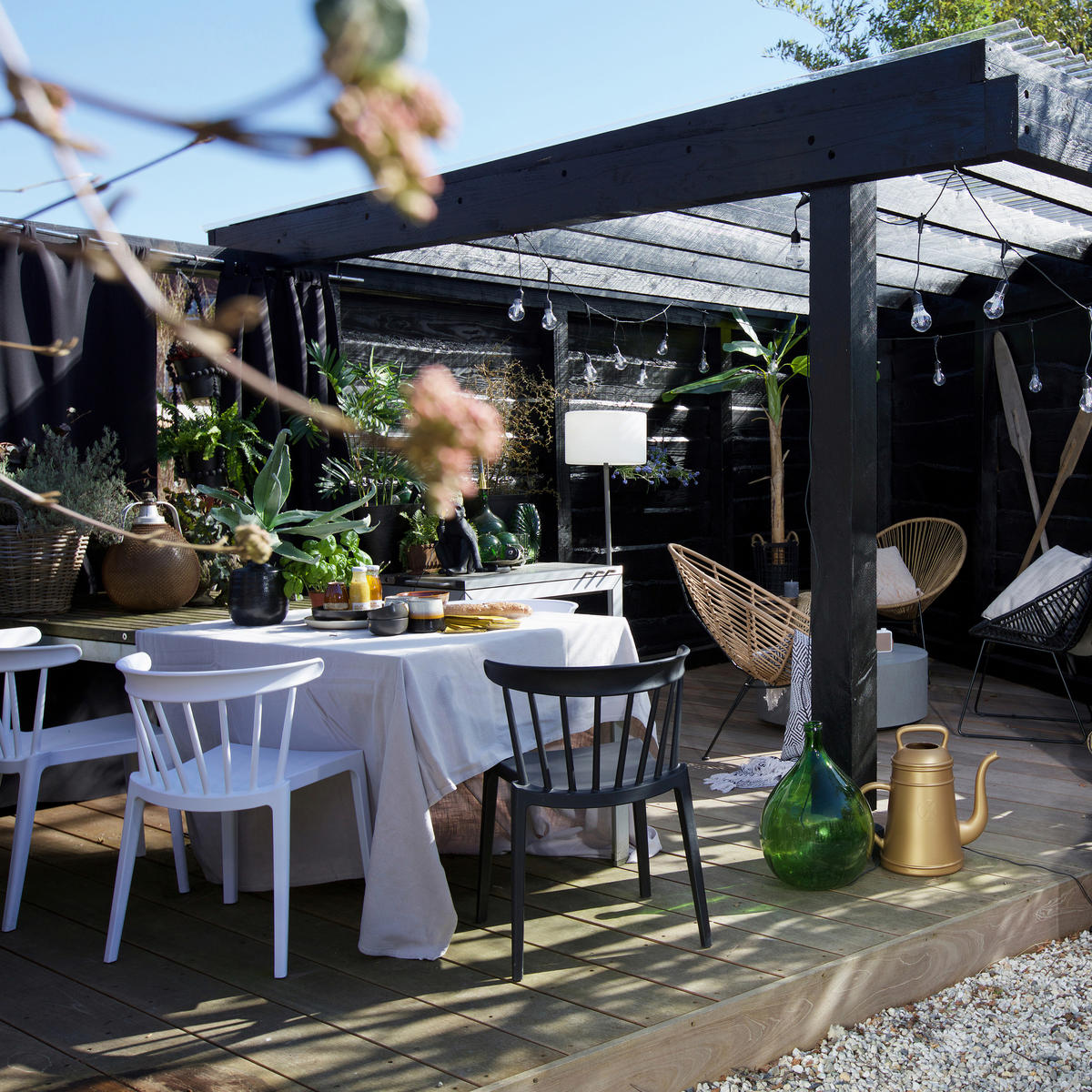 GARTENSTUHL-SET Schwarz  - Schwarz, MODERN, Kunststoff (52/75/53cm) - Gardenson