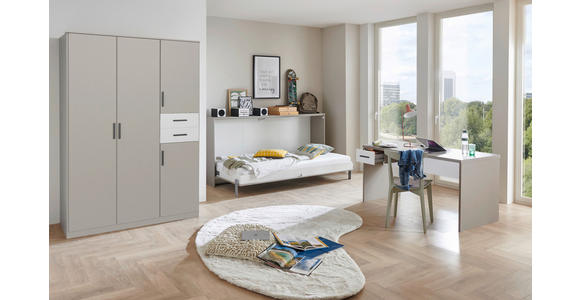 DREHTÜRENSCHRANK  in Grau, Weiß, Sahara  - Schwarz/Weiß, Design, Holzwerkstoff/Kunststoff (135/198/58cm) - Carryhome