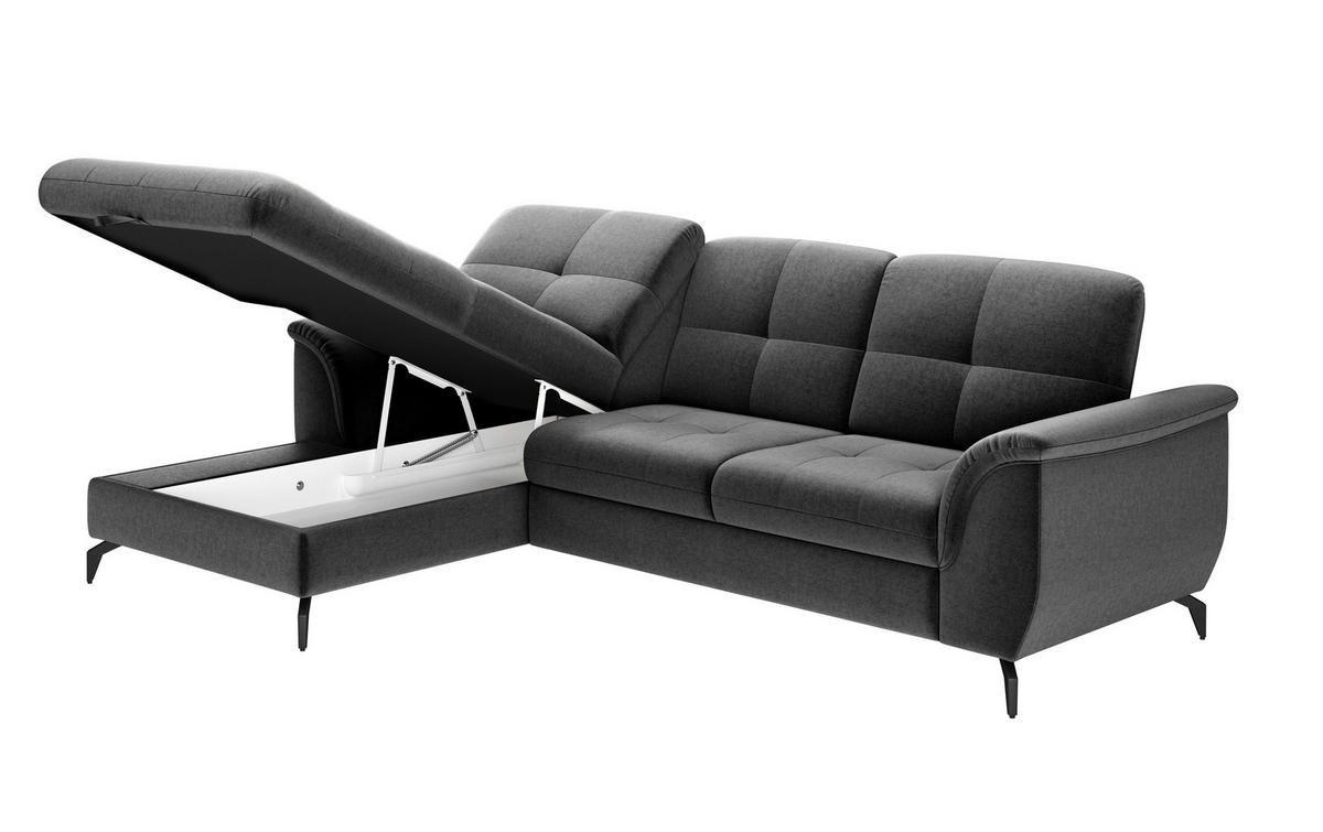 ECKSOFA in Flachgewebe Dunkelgrau  164/262 cm  - Dunkelgrau/Schwarz, MODERN, Textil/Metall (164/262cm) - Sit & More