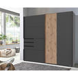 SCHWEBETÜRENSCHRANK  in Graphitfarben, Eichefarben  - Eichefarben/Schwarz, Trend, Holzwerkstoff/Metall (180/198/65cm) - Carryhome