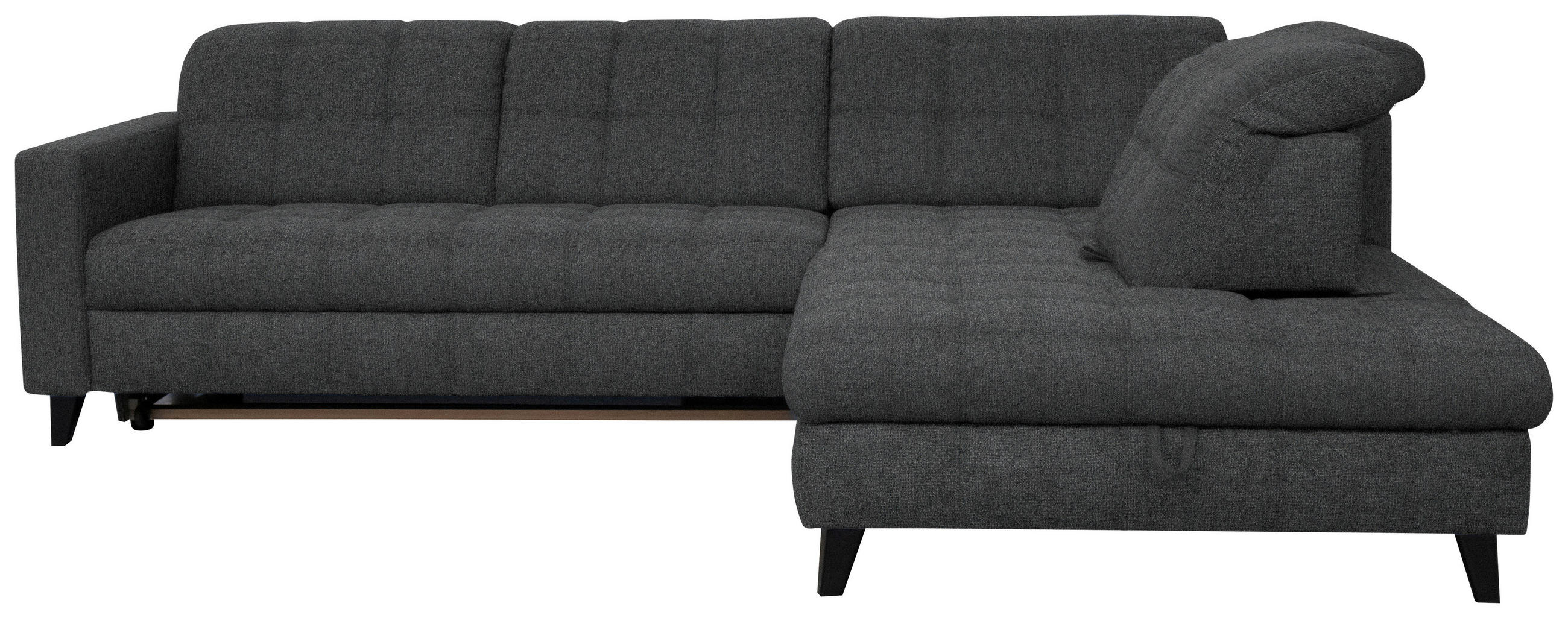 ECKSOFA in Webstoff Dunkelgrau  - Dunkelgrau/Schwarz, Design, Holz/Textil (297/216cm) - Xora
