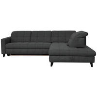 ECKSOFA in Webstoff Dunkelgrau  - Dunkelgrau/Schwarz, Design, Holz/Textil (297/216cm) - Xora