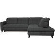 ECKSOFA in Webstoff Dunkelgrau  297/216 cm  - Dunkelgrau/Schwarz, Design, Holz/Textil (297/216cm) - Xora
