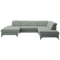 WOHNLANDSCHAFT Chenille Hellgrau  - Hellgrau/Schwarz, Design, Textil/Metall (198/364/255cm) - Beldomo Style