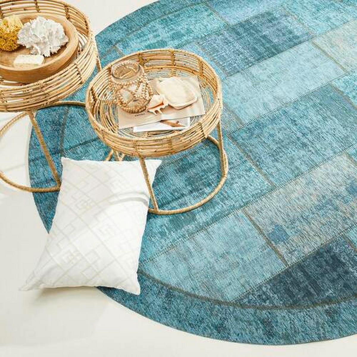 FLACHWEBETEPPICH 200 cm Türkis  - Türkis, Trend, Textil (200cm) - Novel