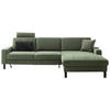 ECKSOFA in Cord Olivgrün  - Schwarz/Olivgrün, Design, Textil/Metall (298/185cm) - Pure Home Lifestyle