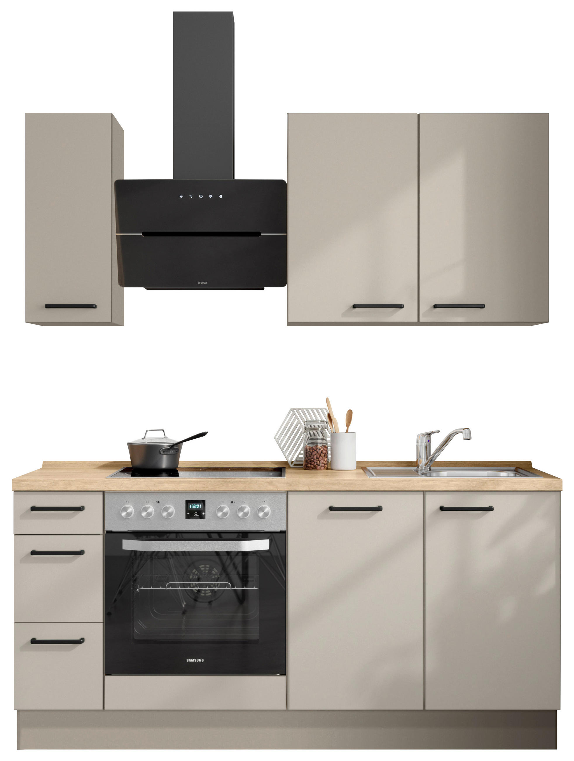 KÜCHENLEERBLOCK 180 cm   in Eichefarben, Sandfarben  - Sandfarben/Eichefarben, MODERN, Holzwerkstoff/Metall (180cm) - Nobilia