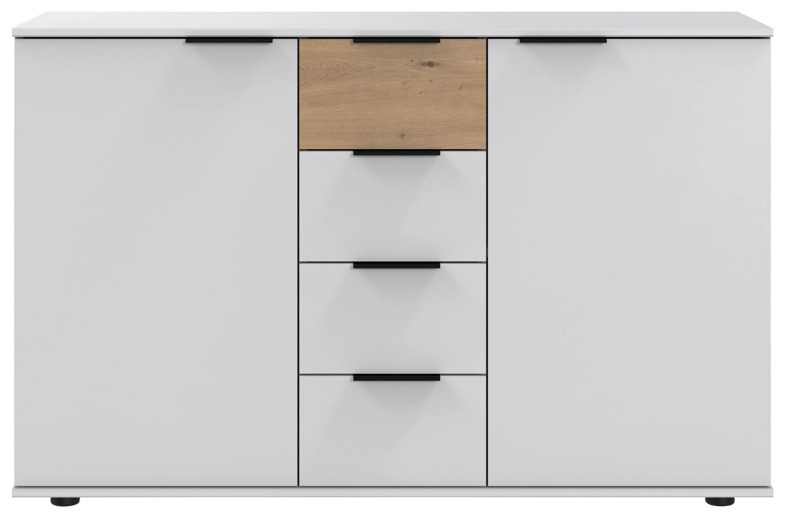 Thumbnail - Mid.you Sideboard, Weiß, Eiche, Metall, 2 Fächer, 4 Schubladen, 130x83x41 cm, BQ - Bündnis für Qualität, Made in Germany...