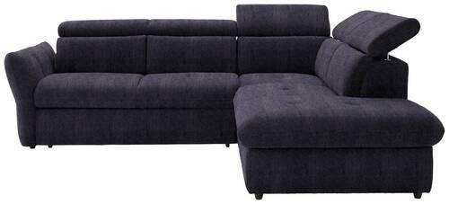 ECKSOFA in Velours Schwarz  254/224 cm  - Schwarz, Design, Kunststoff/Textil (254/224cm) - Stylife