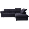 ECKSOFA in Velours Schwarz  254/224 cm  - Schwarz, Design, Kunststoff/Textil (254/224cm) - Stylife