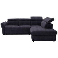 ECKSOFA in Velours Schwarz  254/224 cm  - Schwarz, Design, Kunststoff/Textil (254/224cm) - Stylife