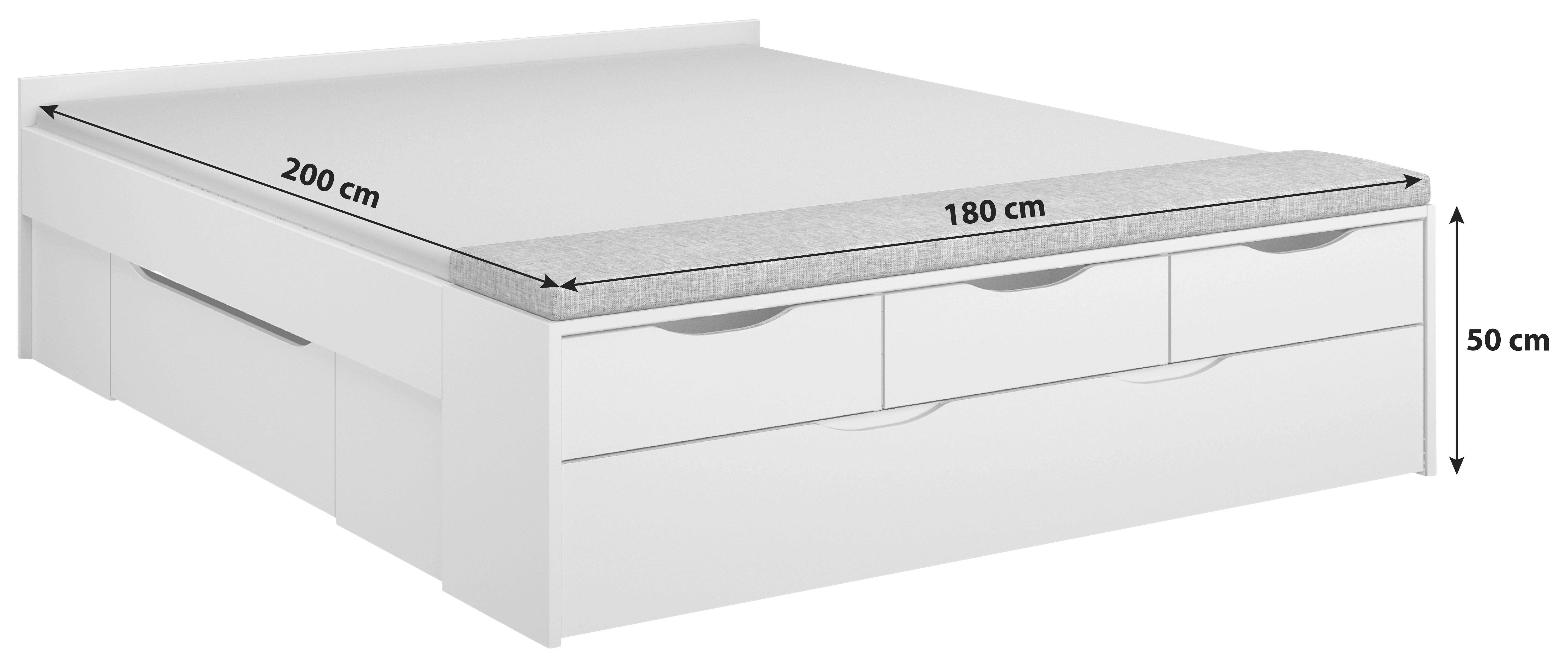 STAURAUMBETT 180/200 cm  in Weiß  - Weiß, KONVENTIONELL, Holzwerkstoff (180/200cm) - Rauch Möbel