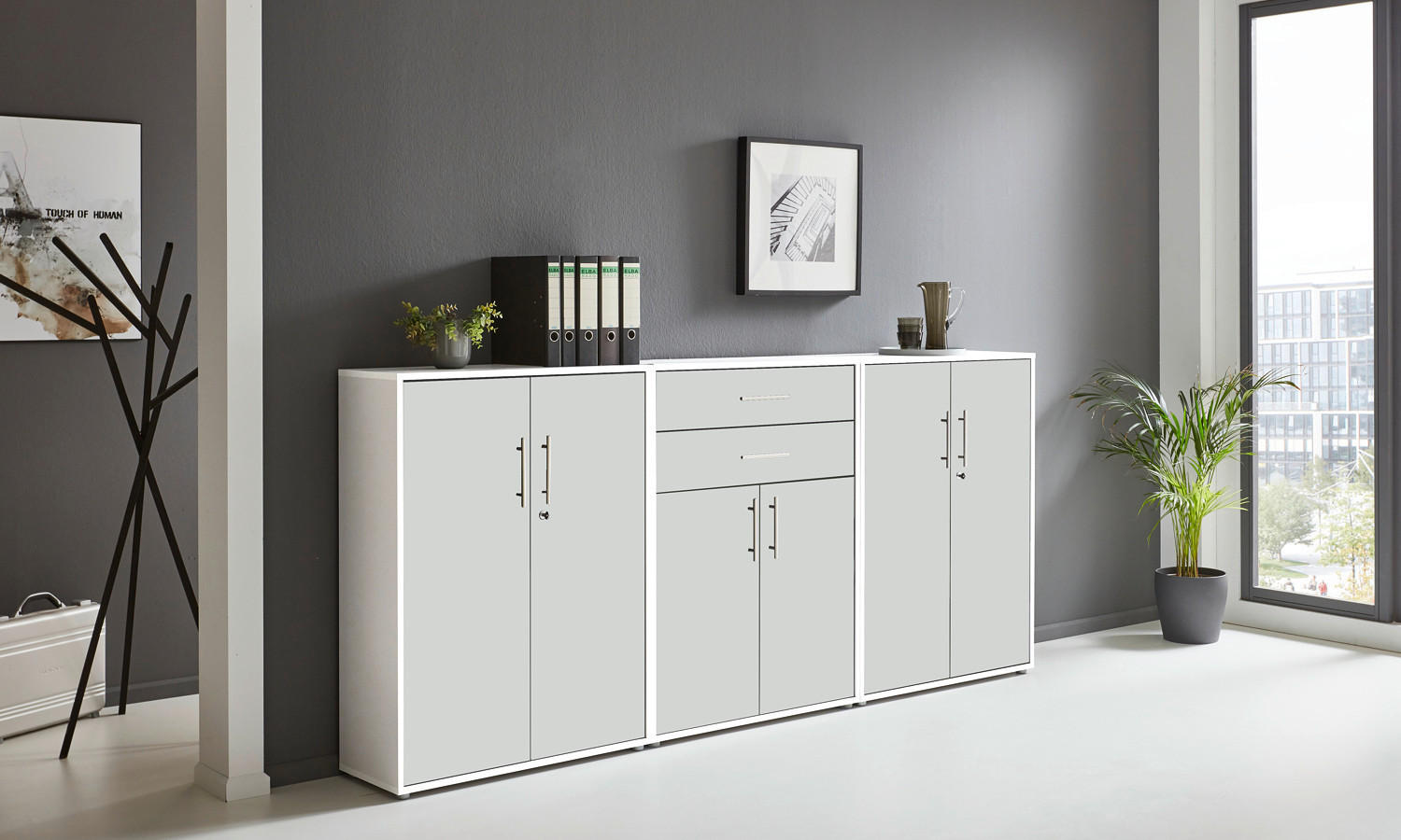 AKTENSCHRANK Weiß  - Weiß, MODERN, Holzwerkstoff (253,2/113,6/33cm) - MID.YOU