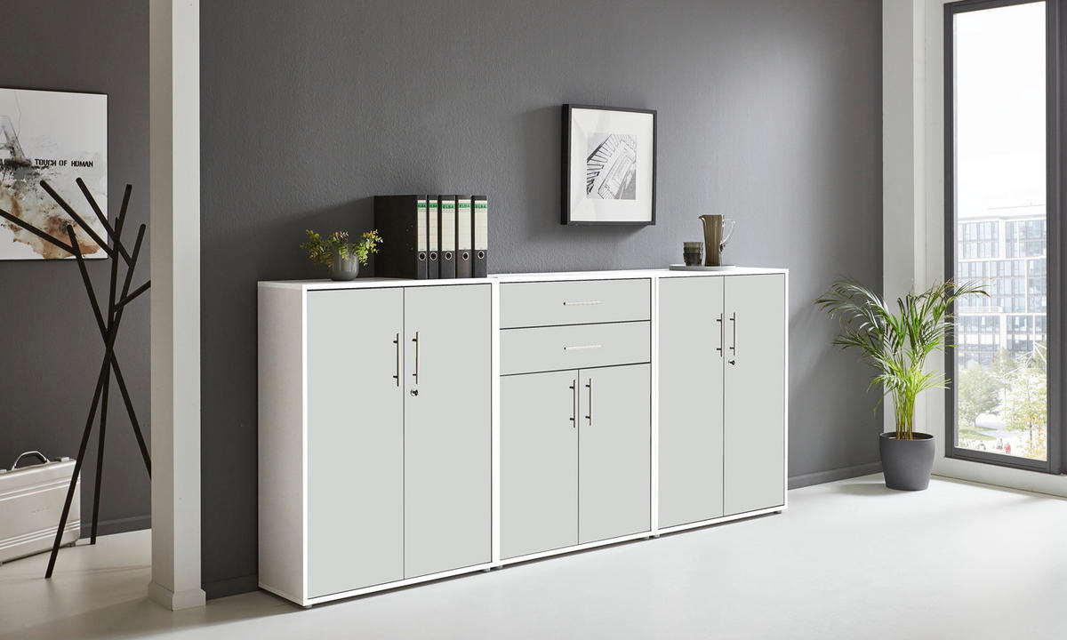 SKRINKA NA DOKUMENTY, biela, 253,2/113,6/33 cm - biela, Modern, kompozitné drevo (253,2/113,6/33cm) - MID.YOU