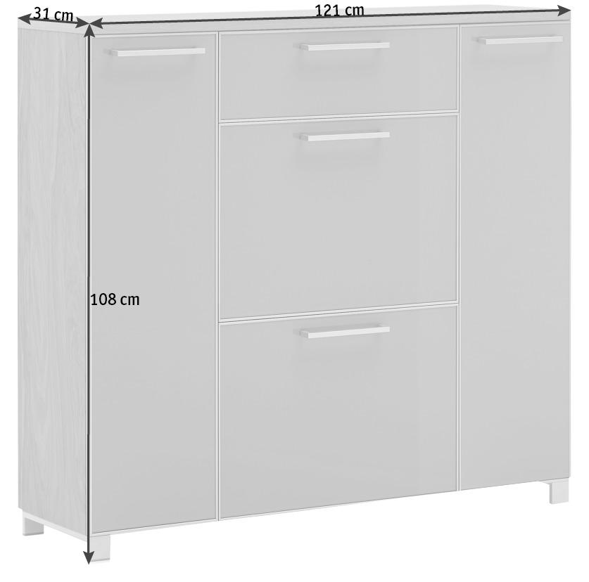 SCHUHSCHRANK Santina in 121/108/31 cm - Taupe/Chromfarben, Design, Glas/Holz (121/108/31cm) - Novel