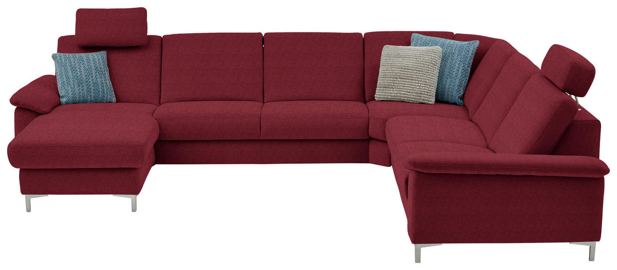 WOHNLANDSCHAFT  in Chenille Rot  - Rot/Alufarben, Design, Textil/Metall (170/333/265cm) - Dieter Knoll