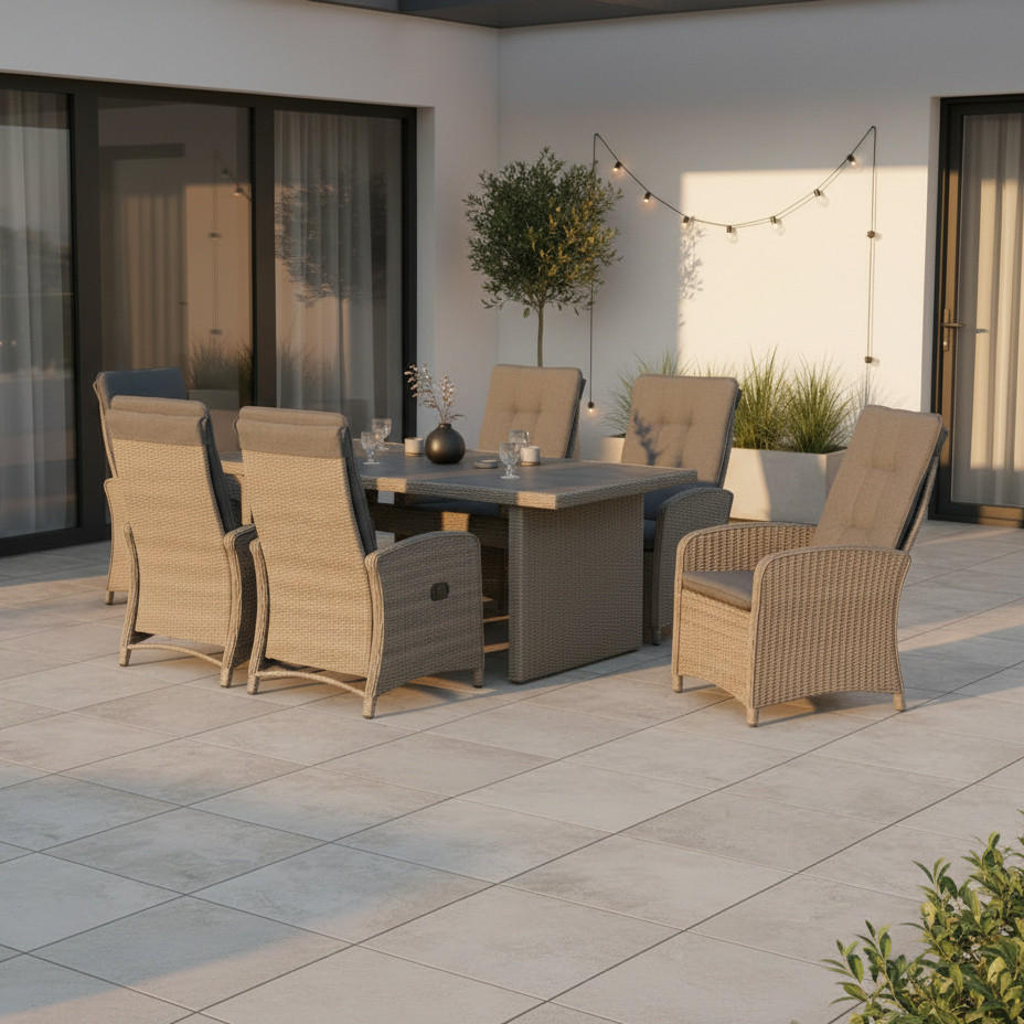 GARTENSET 13-teilig Aluminium 13-teilig  - Grau, MODERN, Kunststoff/Textil - Gardenson