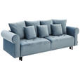 BIGSOFA in Samt Hellblau  - Schwarz/Hellblau, Design, Holz/Textil (248/96/95cm) - Carryhome