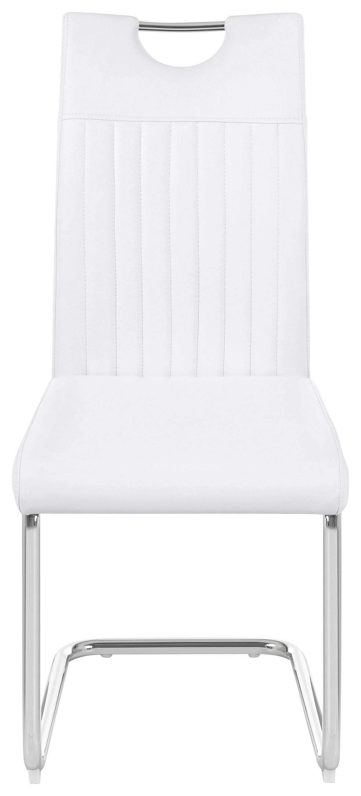 SCAUN BUCATARIE din metal, textil alb, culoare crom  - alb/culoare crom, Design, metal/textil (43/96/58,5cm) - Carryhome
