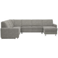 WOHNLANDSCHAFT  in Chenille Hellgrau  - Hellgrau/Alufarben, KONVENTIONELL, Kunststoff/Textil (236/322/158cm) - Sedda