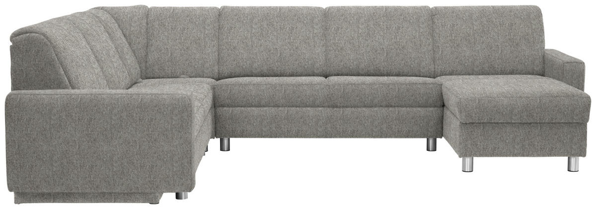 WOHNLANDSCHAFT  in Chenille Hellgrau  - Hellgrau/Alufarben, KONVENTIONELL, Kunststoff/Textil (236/322/158cm) - Sedda