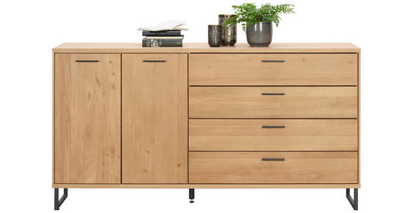 KOMMODE Eichefarben 165,2/90/38,2 cm - Dunkelgrau/Eichefarben, KONVENTIONELL, Holz/Metall (165,2/90/38,2cm) - Cantus