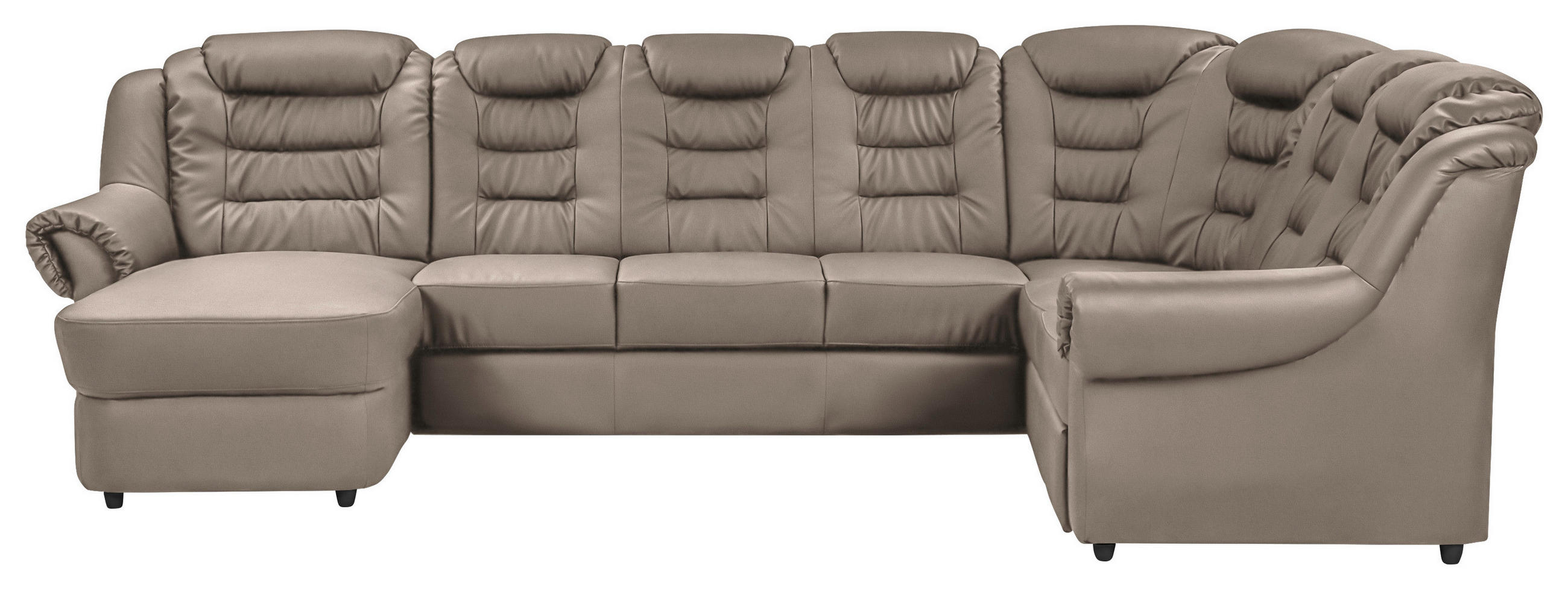 WOHNLANDSCHAFT in Lederlook Hellbraun - Hellbraun/Schwarz, Konventionell, Kunststoff/Textil (165/333/216cm) - Livetastic
