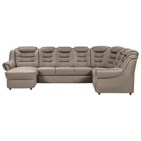 WOHNLANDSCHAFT in Lederlook Hellbraun  - Hellbraun/Schwarz, KONVENTIONELL, Kunststoff/Textil (165/333/216cm) - Livetastic