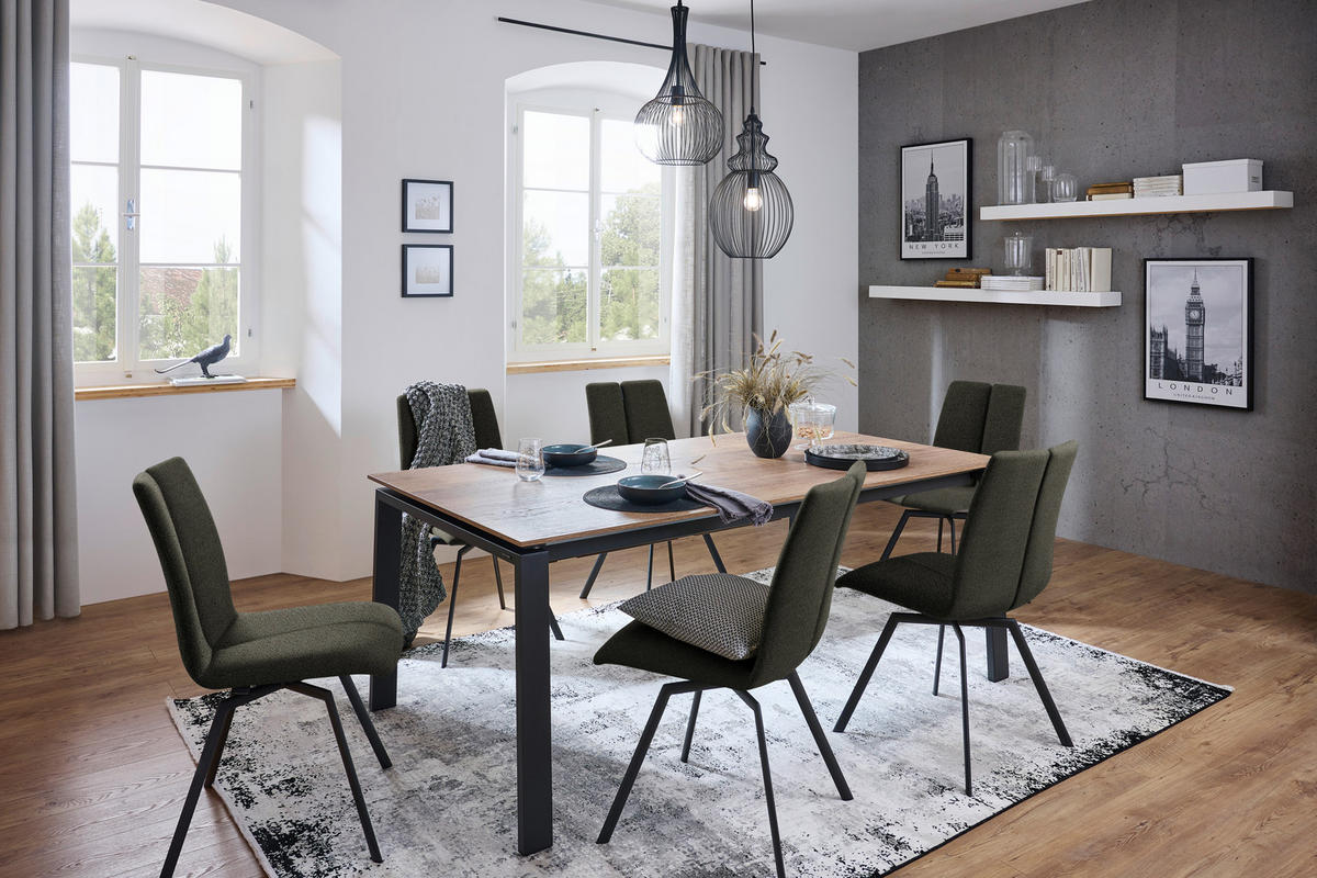 STUHL  Lederauswahl, Stoffauswahl, Typenauswahl Struktur  - Anthrazit/Graubraun, Design, Textil/Metall (50/92/64cm) - Venjakob