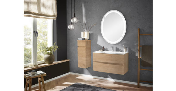 SPIEGELSCHRANK 120/80/15 cm - Chromfarben/Eichefarben, Design, Glas/Holzwerkstoff (120/80/15cm) - Novel