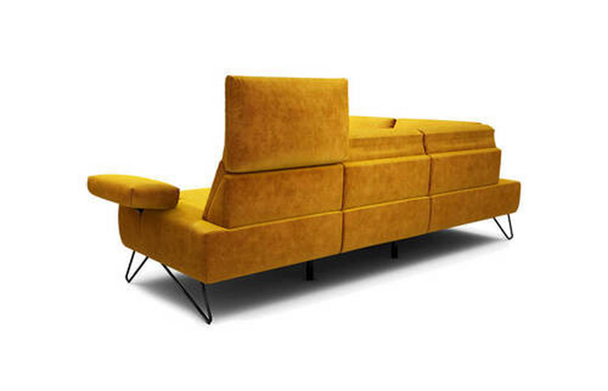 ECKSOFA in Samt Gelb  193/248-263 cm  - Gelb/Schwarz, Design, Textil/Metall (193/248-263cm) - SENSOO
