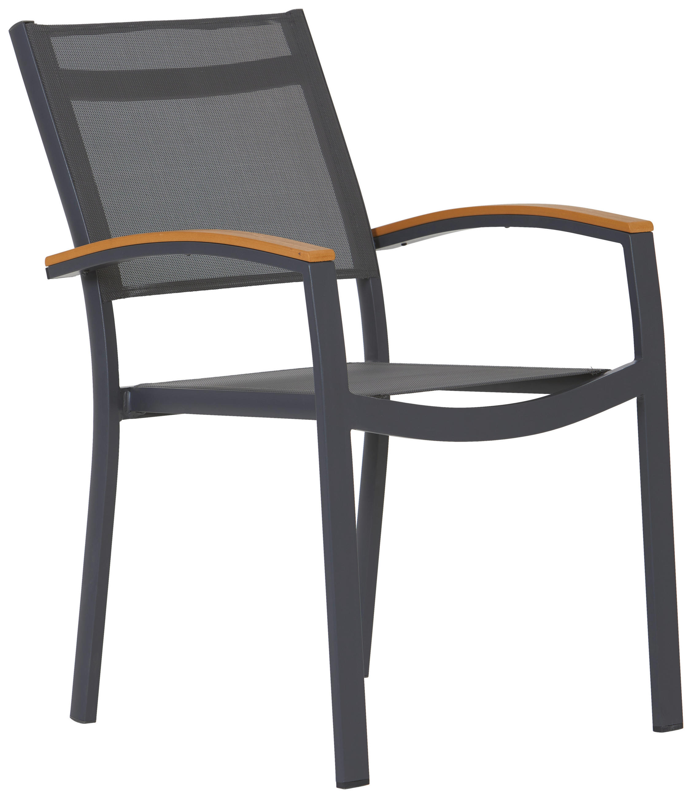 STAPELSESSEL Aluminium Anthrazit, Braun  - Anthrazit/Braun, MODERN, Kunststoff/Textil (66/86/56cm) - Ambia Garden