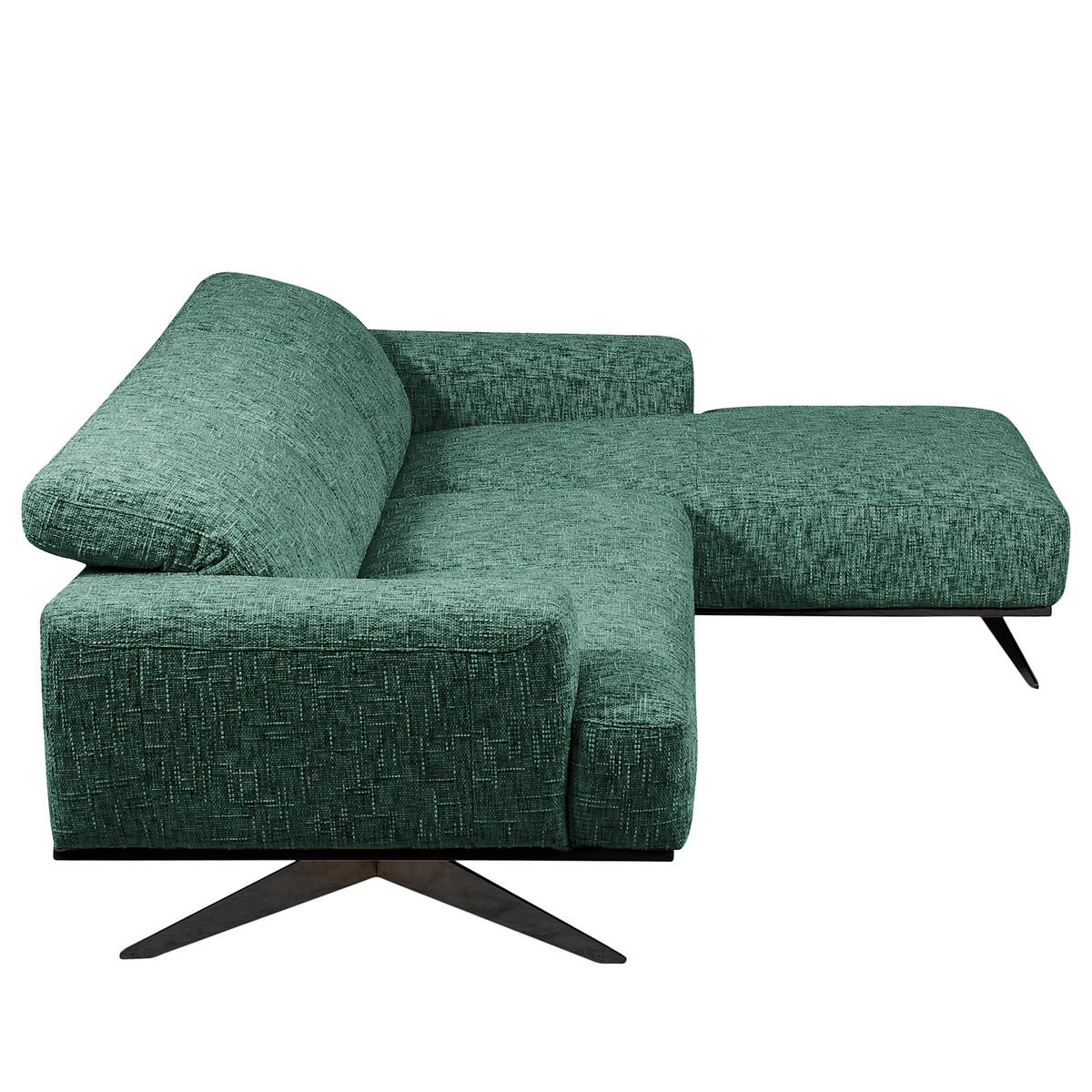 ECKSOFA PORTLAND in Struktur Grün Kopfteilverstellung  295/187 cm  - Schwarz/Grün, Design, Holz/Textil (295/187cm) - Livetastic