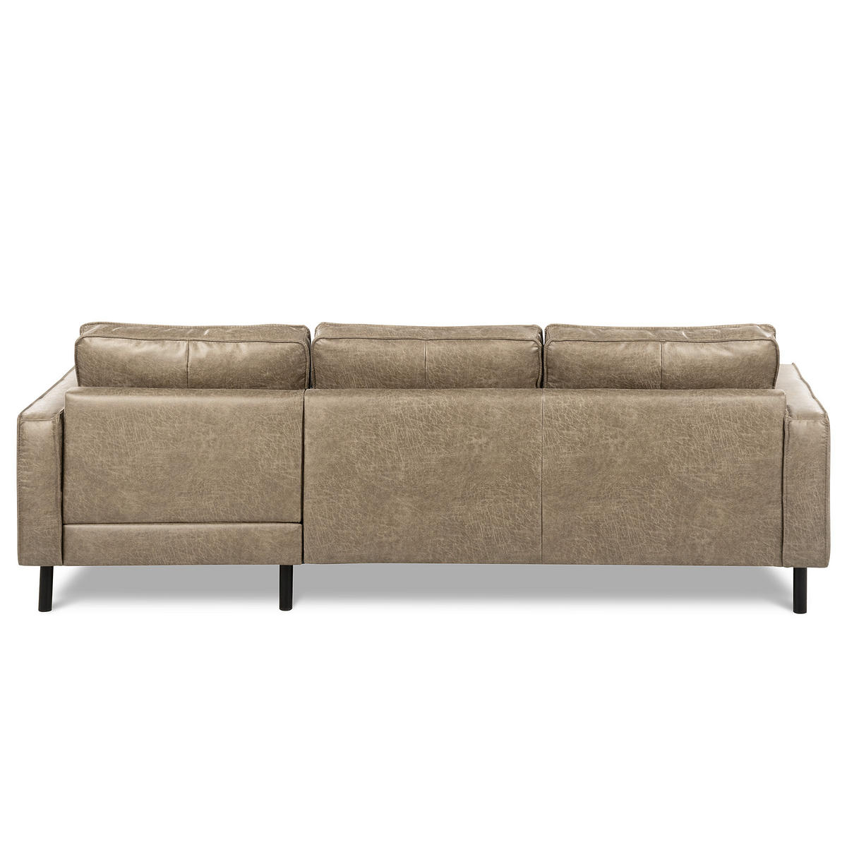 ECKSOFA Hellgrau Echtleder Lederlook Bettkasten, Schlaffunktion, Rücken echt  - Hellgrau/Schwarz, Design, Leder/Textil (166/238cm) - Livetastic