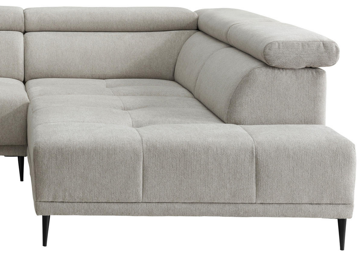 ECKSOFA Chenille Beige  - Beige/Schwarz, Konventionell, Textil/Metall (305/225cm) - Livetastic