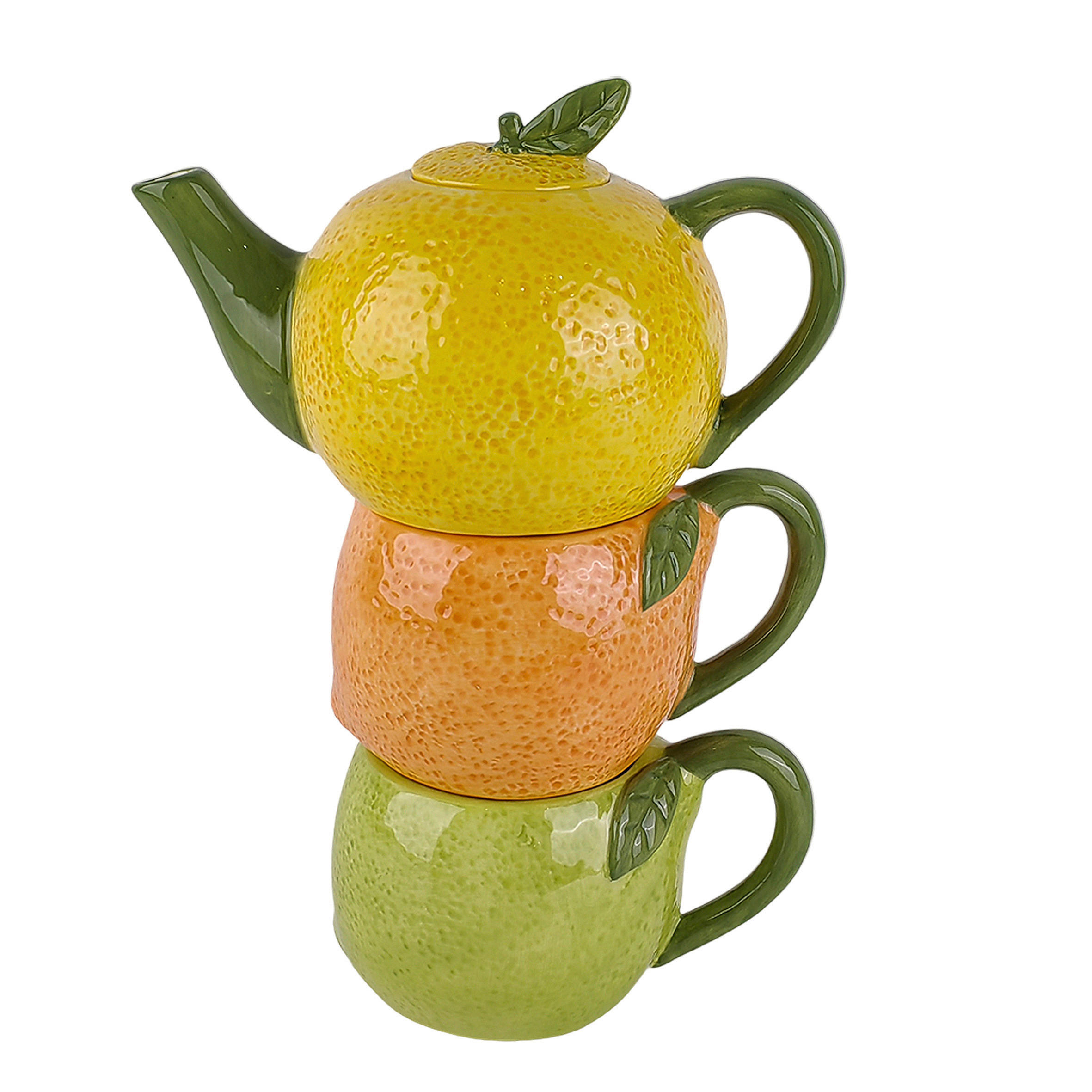 Set Pentru Ceai  - galben/verde, Trend, ceramică - Ambia Home