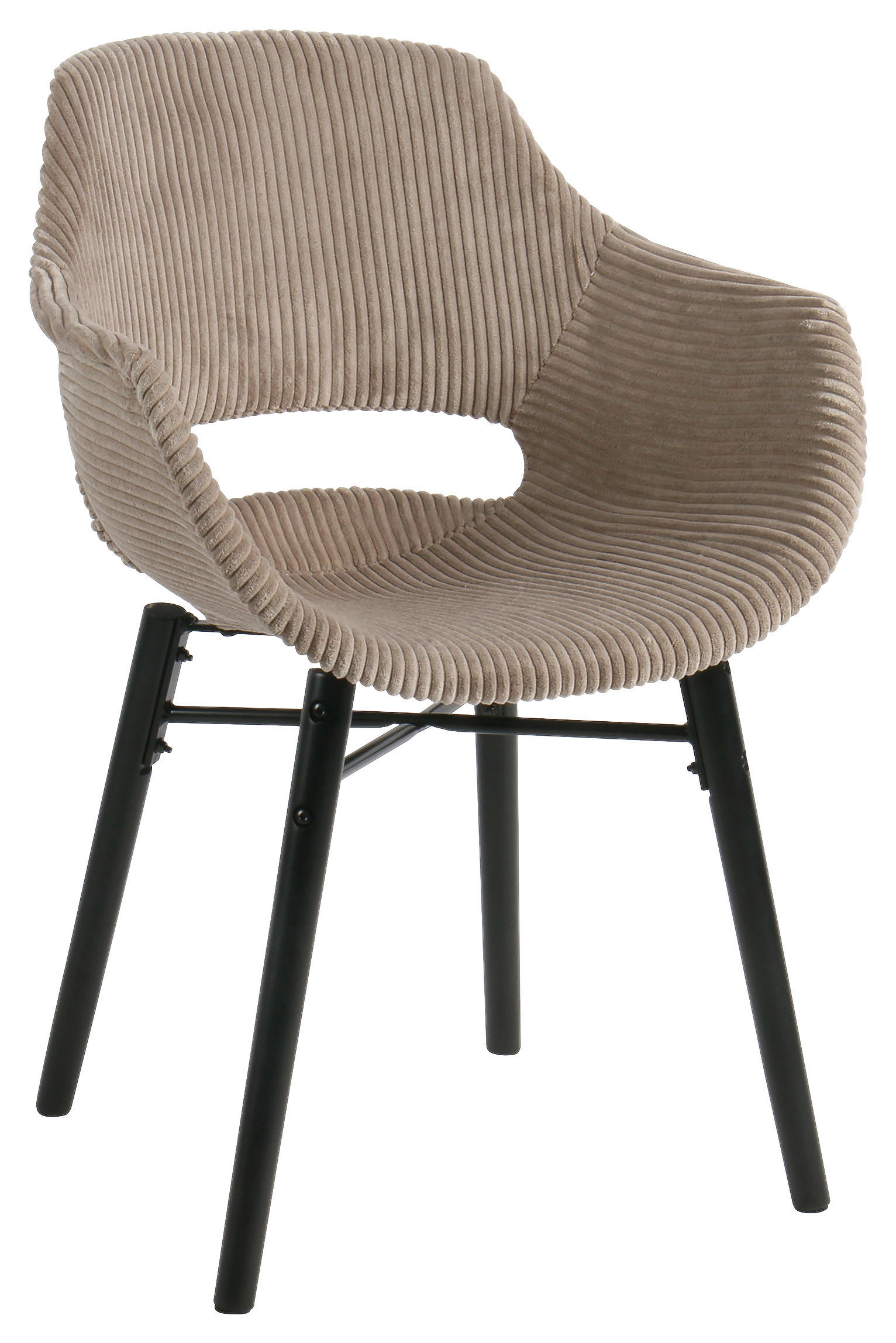 ARMLEHNSTUHL  in Cord matt  - Schwarz/Braun, MODERN, Holz/Kunststoff (58/81/61cm) - MID.YOU