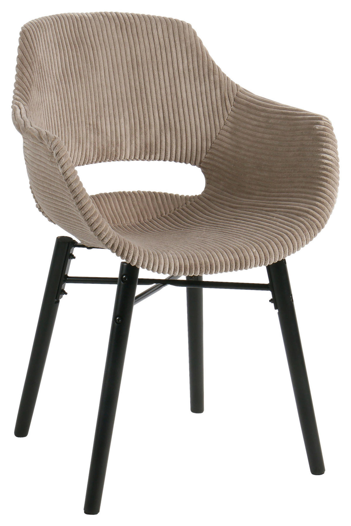 ARMLEHNSTUHL  in Cord matt  - Schwarz/Braun, MODERN, Holz/Kunststoff (58/81/61cm) - MID.YOU