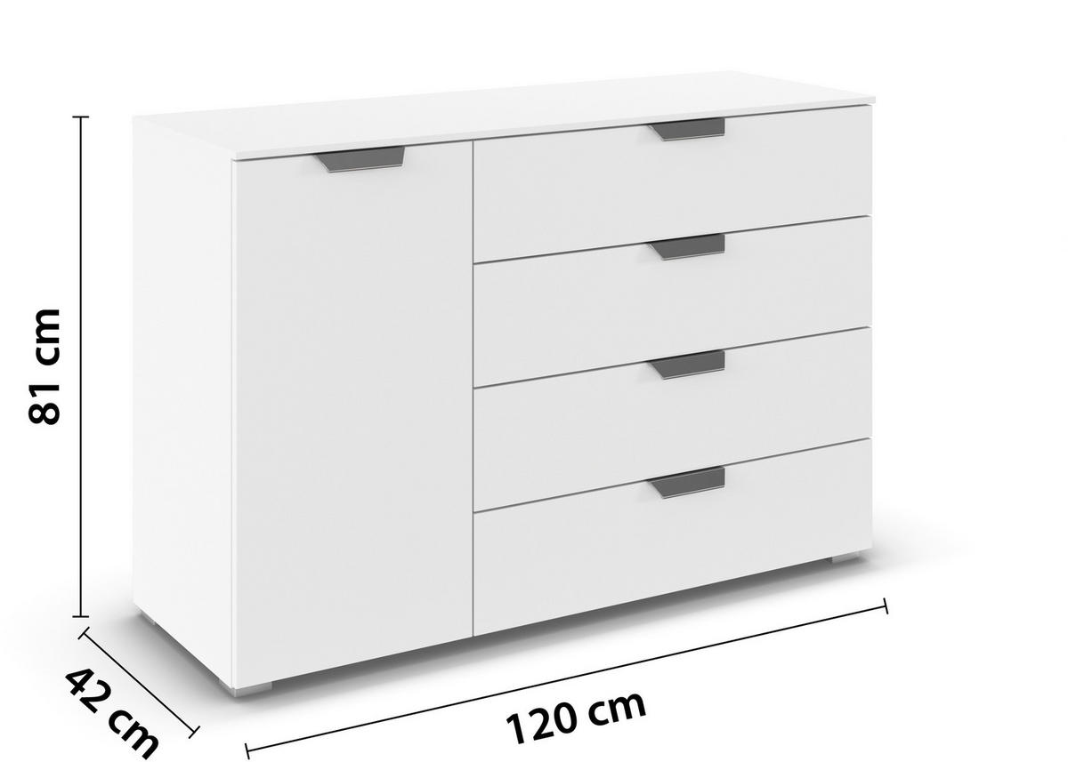 KOMMODE 120/81/42 cm  in Weiss  - Chromfarben/Weiss, Design, Holzwerkstoff/Metall (120/81/42cm) - Carryhome
