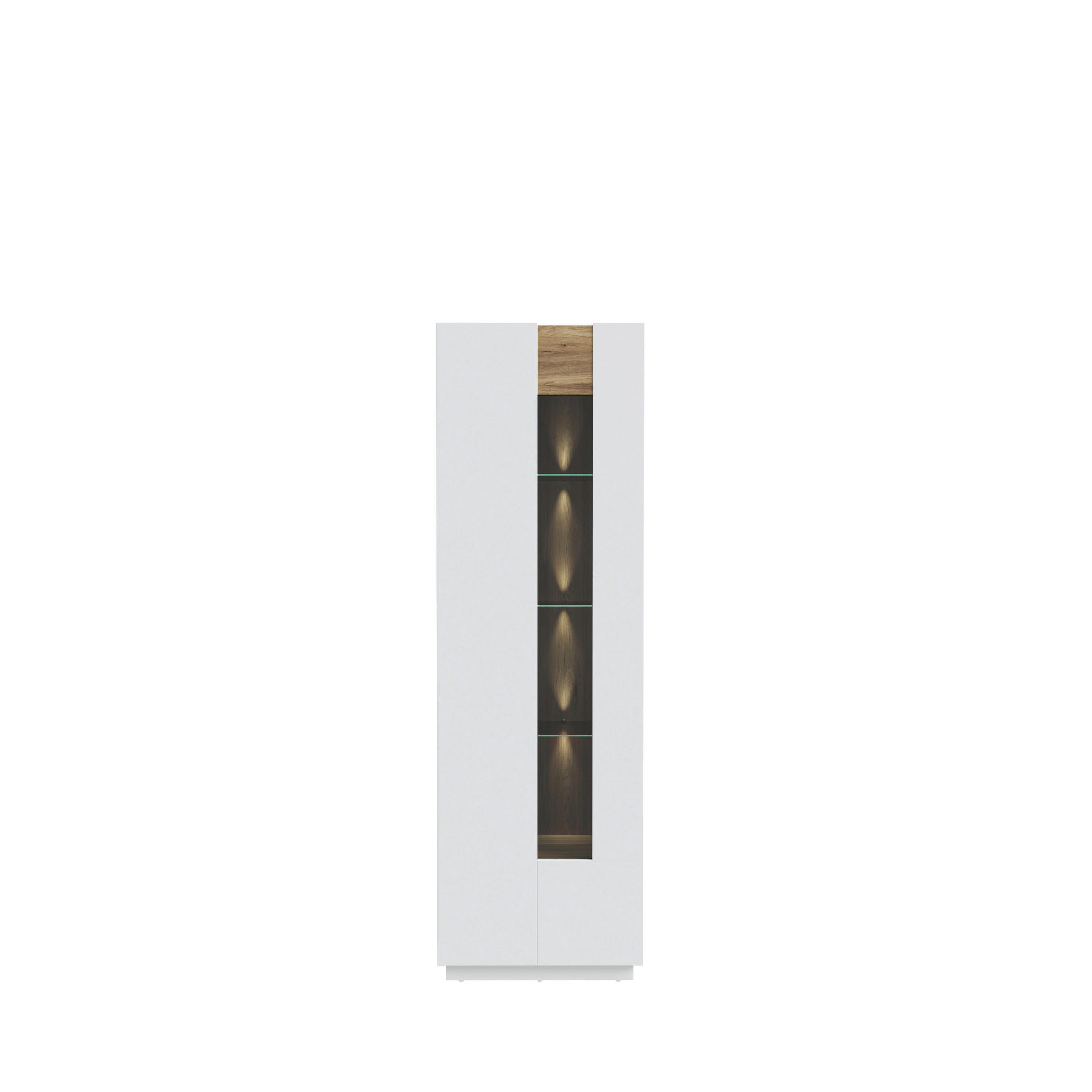 VITRINĂ  in gri, culoare lemn stejar  - culoare lemn stejar/gri, Modern, plastic/sticlă (60,9/194,6/41cm) - Hom`in