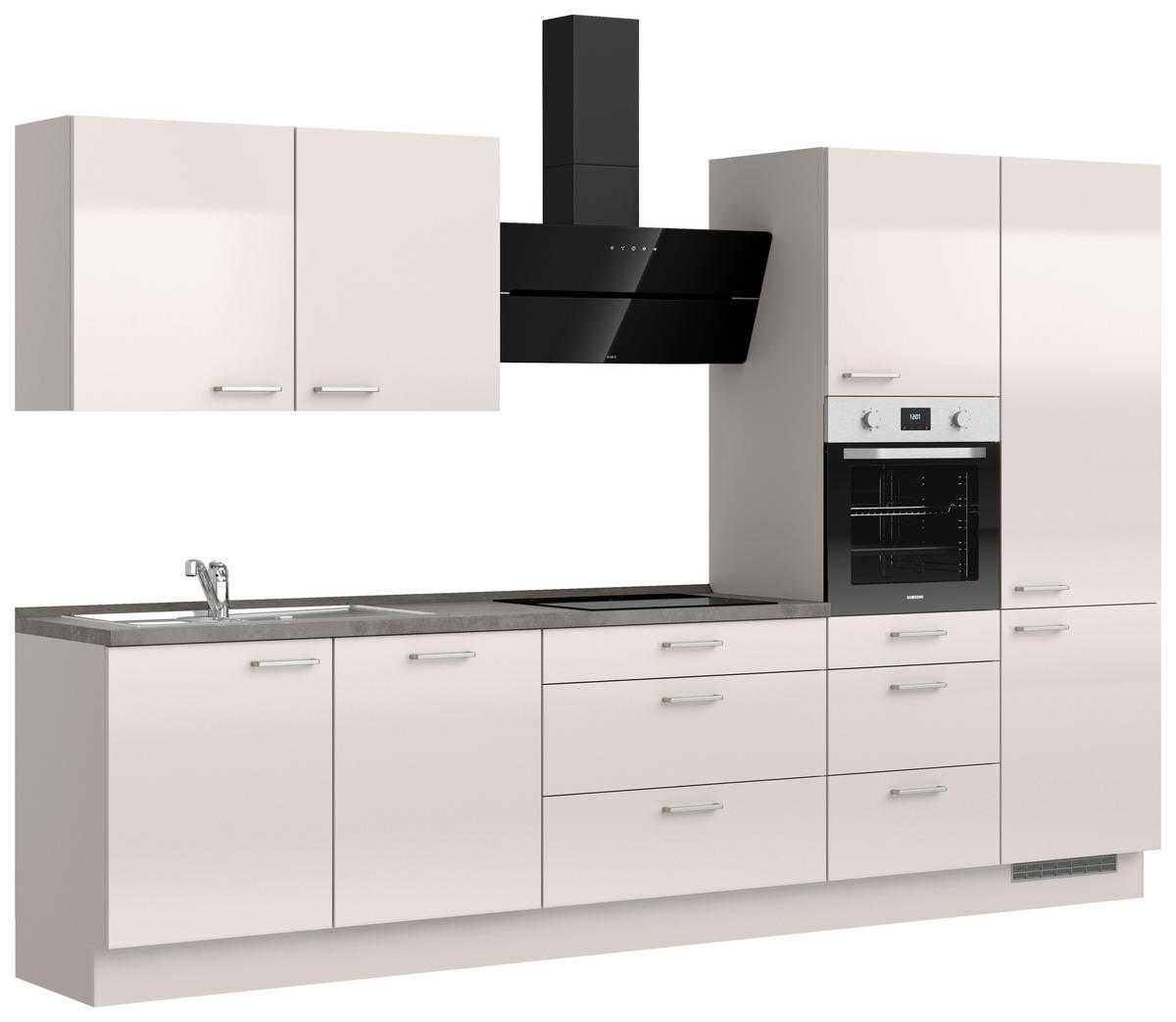 KÜCHENLEERBLOCK 330 cm   in Schieferfarben, Hellgrau  - Schieferfarben/Edelstahlfarben, MODERN, Holzwerkstoff/Metall (330cm) - Nobilia