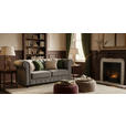 CHESTERFIELD-SOFA  in Samt Grau, Schwarz  - Schwarz/Grau, Trend, Holz/Textil (165/73/87cm) - Xora