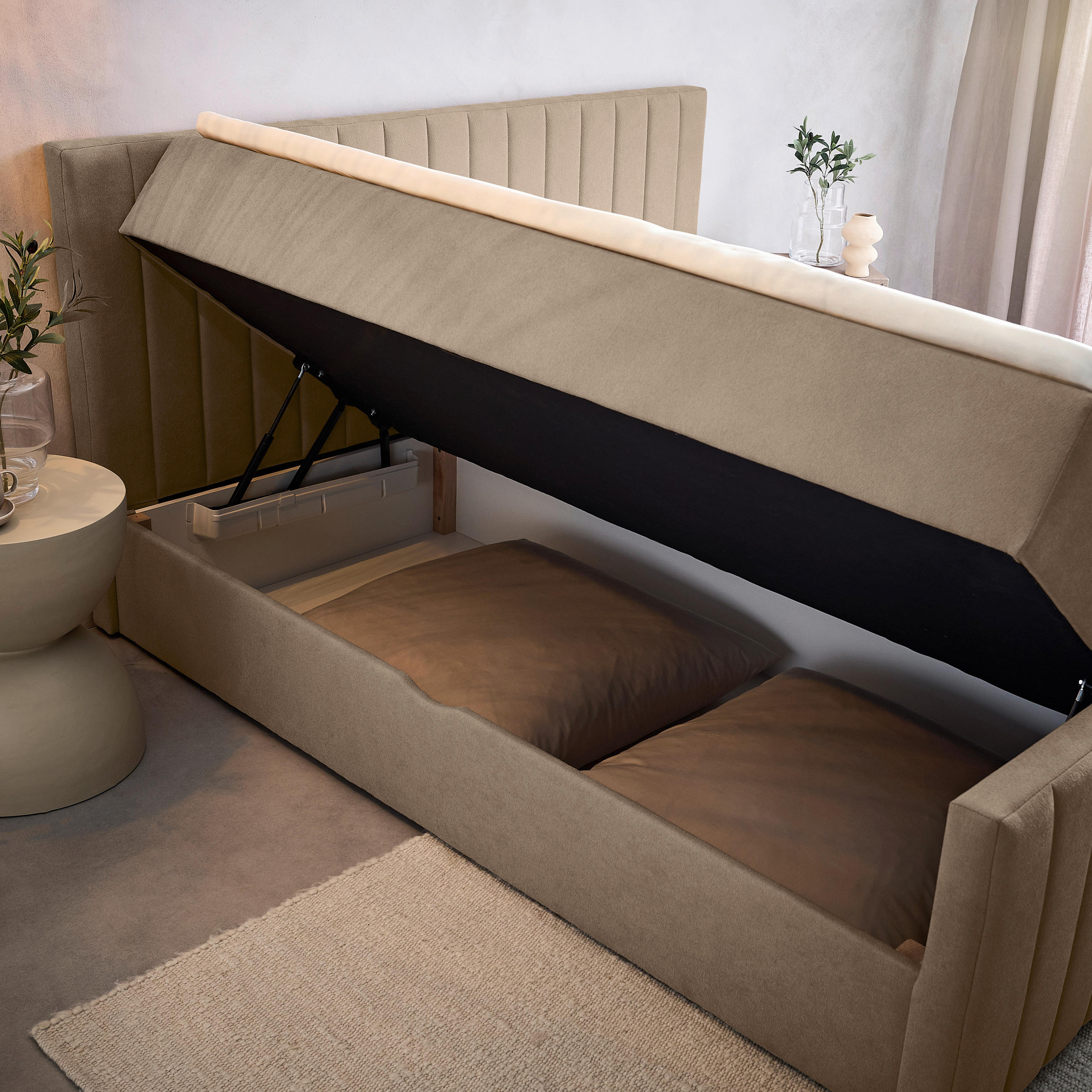 BOXBETT 180/200 cm  in Taupe  - Taupe/Schwarz, KONVENTIONELL, Kunststoff/Textil (180/200cm) - Boxxx