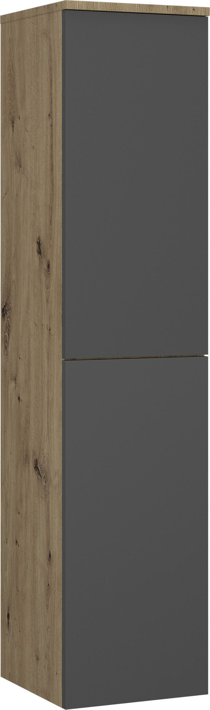 STREDNE VYSOKÁ SKRINKA, antracitová, farba duba, 30/132/32 cm - farba duba/antracitová, Modern, kompozitné drevo/sklo (30/132/32cm) - Stylife