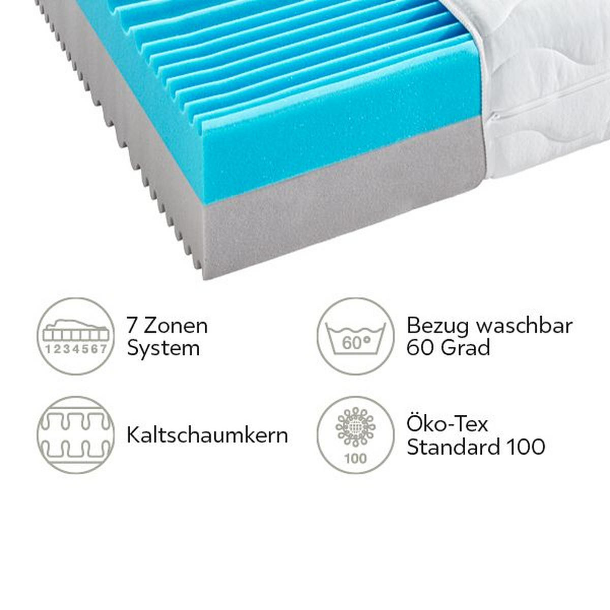 KALTSCHAUMMATRATZE - Weiß, Basics, Textil (80/200cm) - Sleeptex